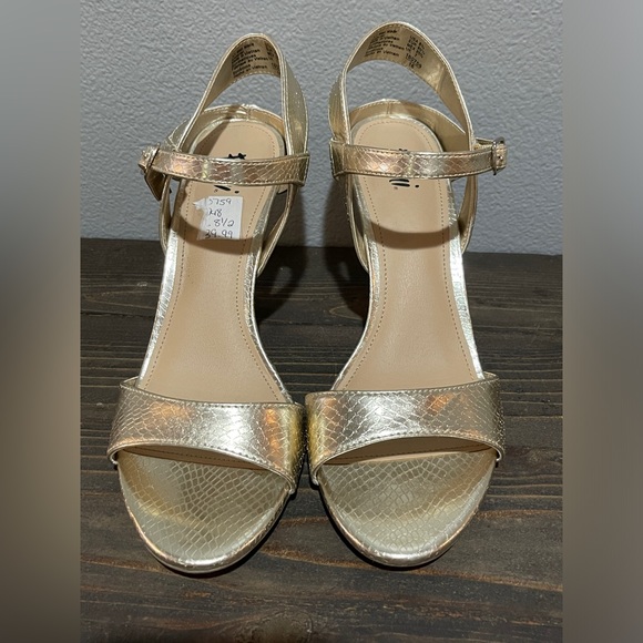 Fioni Shoes - Fiona 8.5 Gold‎ Snake Pattern Heeled Sandals
